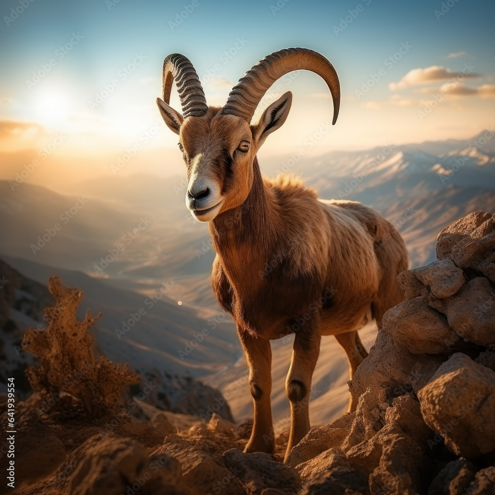 Ibex in its Natural Habitat, Wildlife Photography, Generative AI