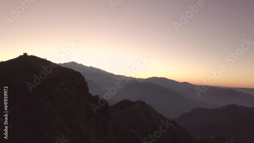 Mesmerizing view of sunset in Himalayas from Tungnath Chandrashila hiking trail at Chopta Uttarakhand, India.
 photo