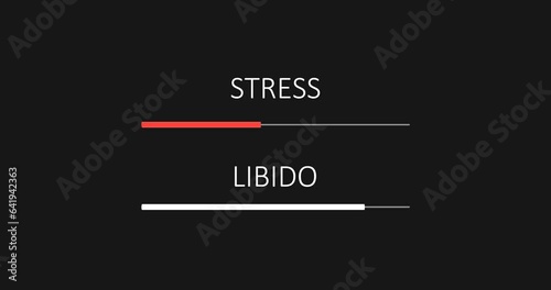 Abstract measuring progrerss bar. Influence of stress on libido. Scales of cause and effect.