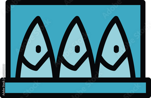 Japanese herring icon outline vector. Fish seafood. Fishing store color flat