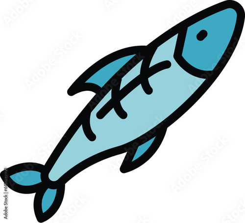 Fishing herring icon outline vector. Fish seafood. Store smoked color flat