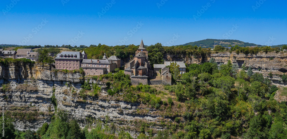 France, Aveyron, Bozouls, the Trou de Bouzouls, Sainte-Fauste church, High quality photo France, Aveyron, Bozouls, the Trou de Bouzouls, Sainte-Fauste church, High quality photo