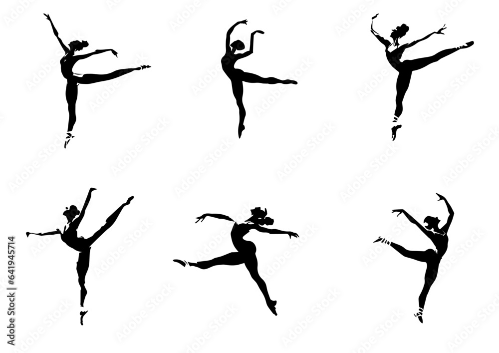Set Dance girl ballet silhouettes
