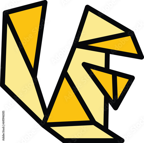 Origami squirrel icon outline vector. Geometric animal. Art folded color flat
