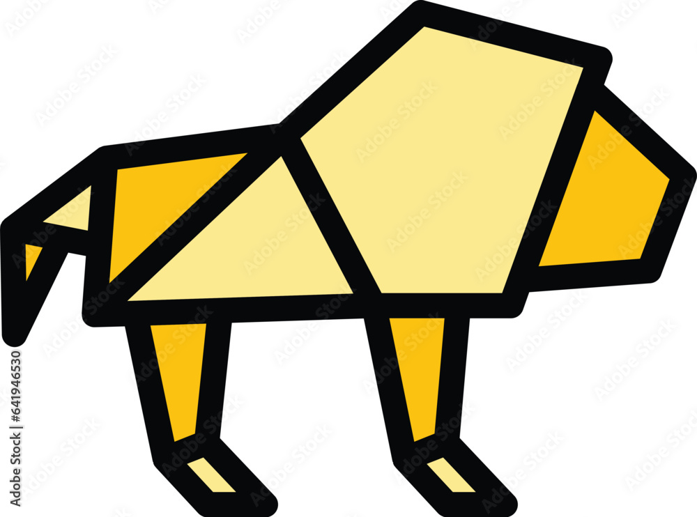 Origami lion icon outline vector. Animal art. Polygon object color flat Origami lion icon outline vector. Animal art. Polygon object color flat
