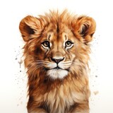 A Cute Lion Illustration on a White Background AI Generated