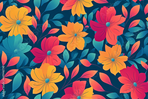 pattern of colorful flowers and petals  fabric art wallpaper illustration