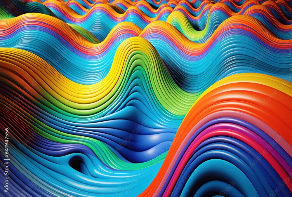 Vibrant Rainbow Wave with Curved Lines AI Generated