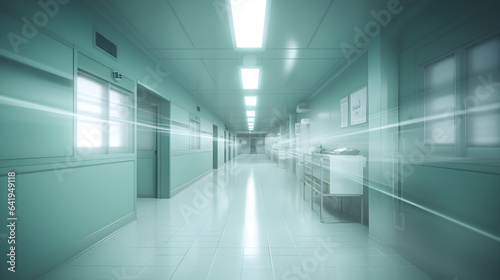 Blur Hospital corridor with rooms