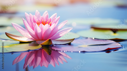 Pink water lily on a lake Belgium