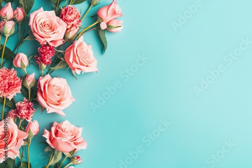 rose top day background background Flat blue mothers flower flowers valentine Valentines space day concept Flowers lay womens composition copy border day bud day floral gif blue Rose view frame