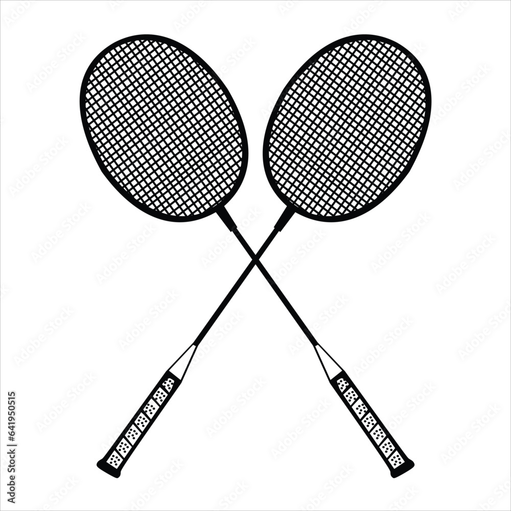 badminton racket in artline black and white for illustration badminton racket in artline black and white for illustration