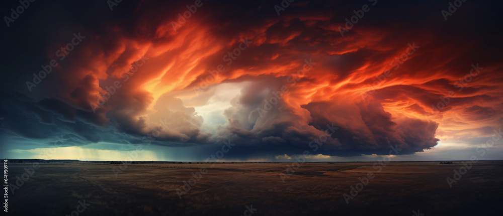 Colorful dramatic sky with dark clouds