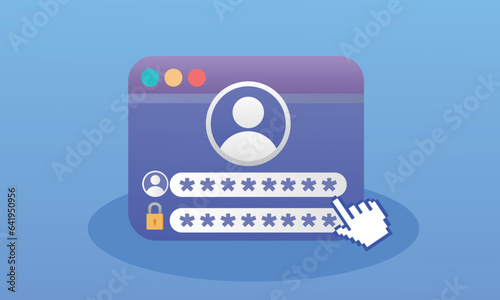 Account login form page and password on screen Sign in to your account.on blue background.Vector Design Illustration.