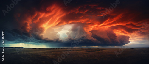 Colorful dramatic sky with dark clouds