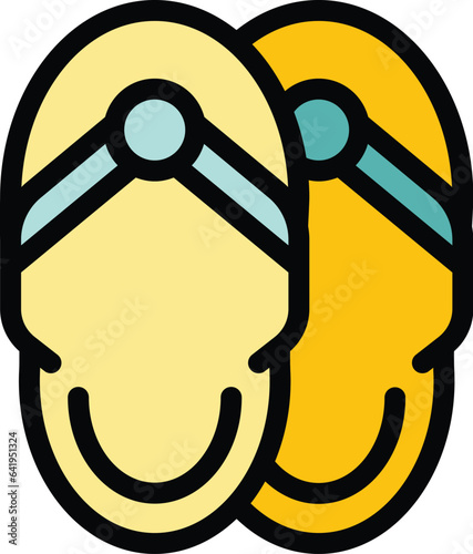Spa slippers icon outline vector. Fabric cloth. Napkin textile color flat
