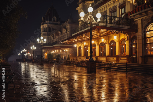 Night time in urban city environment. Night time in city streets illuminated by beautiful lights. © Katrin Kovac