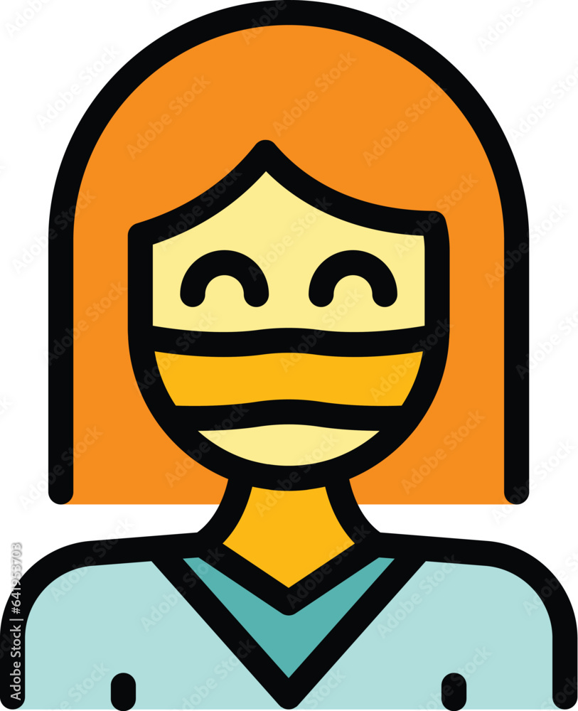 Face skin protection icon outline vector. Health disease. Allergic disease color flat