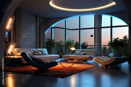 Modern and futuristic interior living room apartment © Creative
