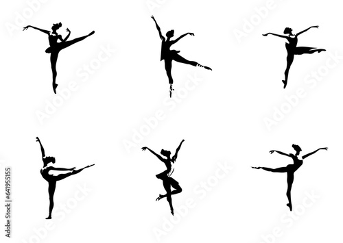 Set Dance girl ballet silhouettes