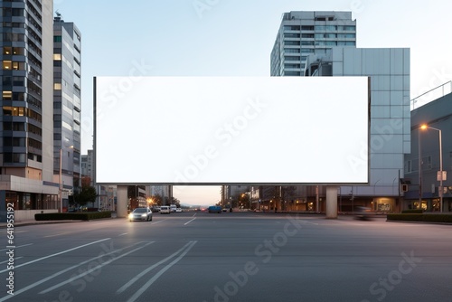 An empty billboard on a city street.
