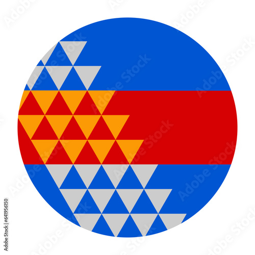 Circle badge Indian flag Robinson Rancheria banner vector illustration isolated on background. Symbol of native people in America. Button Robinson Rancheria roundel emblem. United States reservation.