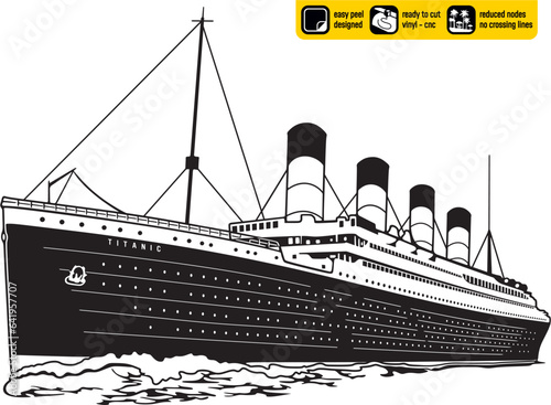 Wallpaper Mural Detailed Titanic ship vector, ideal for vinyl cutting