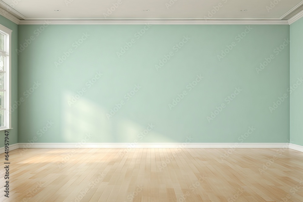 decoration space wooden display blank design green decorate empty ho floor space interior bedchamber Light blank grey green copy flooring apartment empty background floor room wall building element - obrazy, fototapety, plakaty 