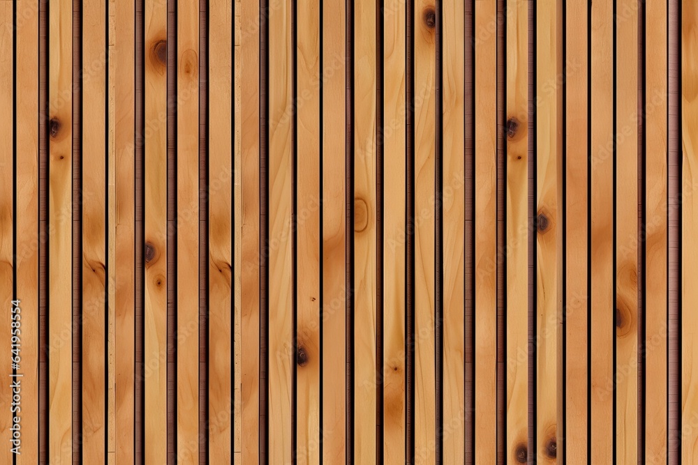 wall seamless vertical slat wood wooden background rustic wall o wooden plank slats brown Seamless lath material pattern paneling material natural texture Raw timber paneling modern wood background - obrazy, fototapety, plakaty 