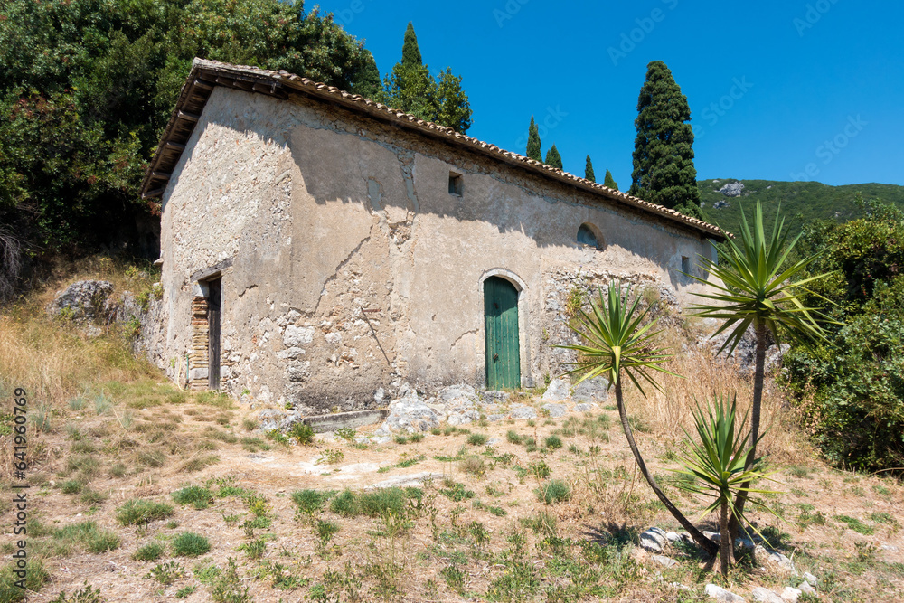 Architecture in Ano Korakiana village in Corfu, Greece