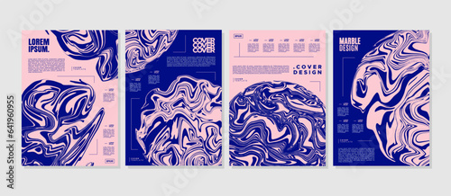 Modern pink and purple abstract fluid marble paint cover design