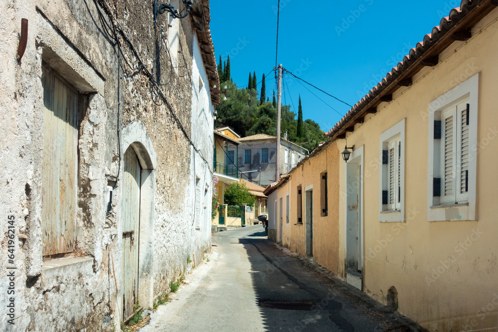 Architecture in Ano Korakiana village in Corfu, Greece