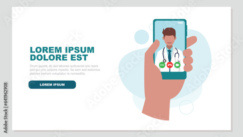 A doctor looks at us directly, he wears a stethoscope around his neck on a smartphone screen