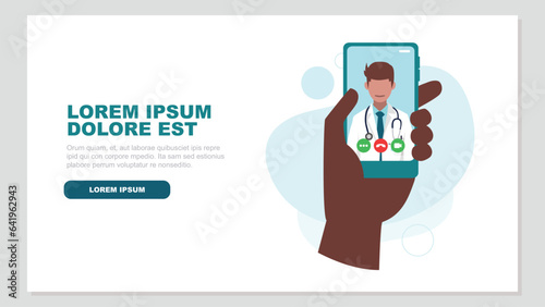 A doctor looks at us directly, he wears a stethoscope around his neck on a smartphone screen