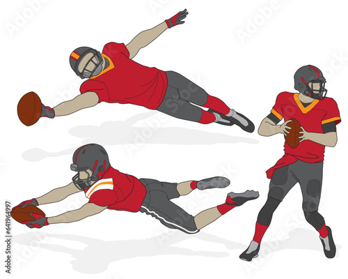 Football player silhouette vector set design sports