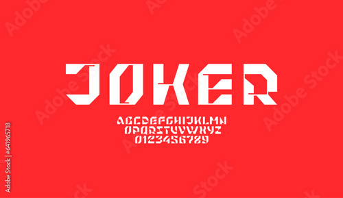 Abstract hi tech alphabet cutting font, for your future space design logo or brand name or game, cropped letters and numbers, vector illustration 10EPS