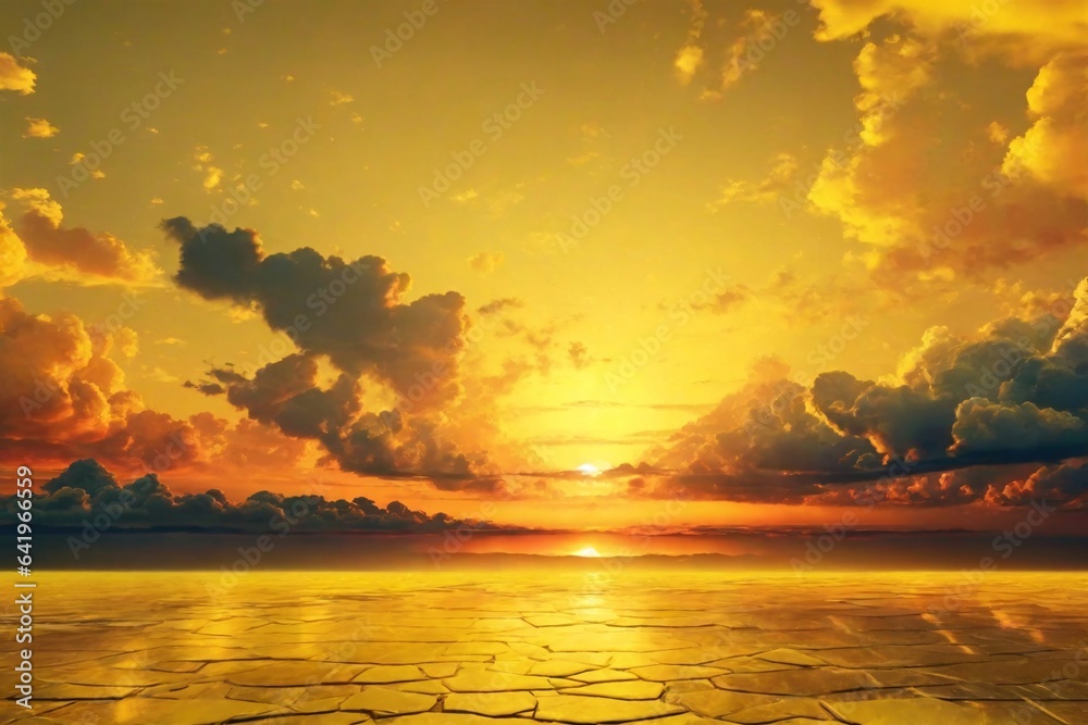 Yellow Sky Background, Sunset Sky Background, Yellow Sky Wallpaper, Golden Sky Background, AI Generative