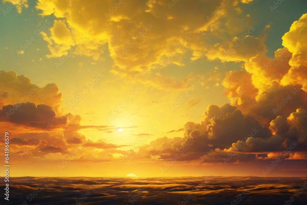 Yellow Sky Background, Sunset Sky Background, Yellow Sky Wallpaper, Golden Sky Background, AI Generative