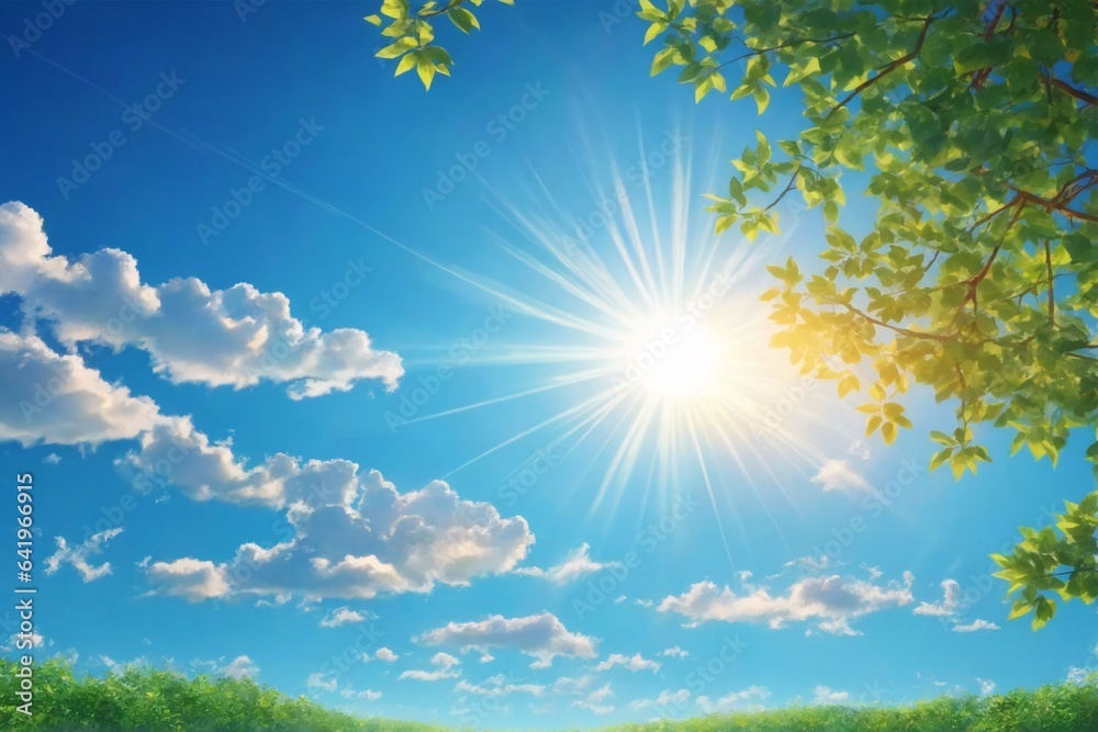 Sunny Sky Background, Sunny Day Background, Sun Wallpaper, Sunny Sky Landscape, Blue Sky Background, Summer Sky Background, AI Generative