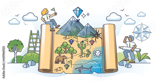Navigating the project management and reach business target outline concept. Find solution to company difficulties and obstacles vector illustration. Strategy for successful workflow and leadership.