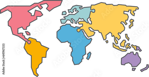 world map infographic jigsaw Flat Line