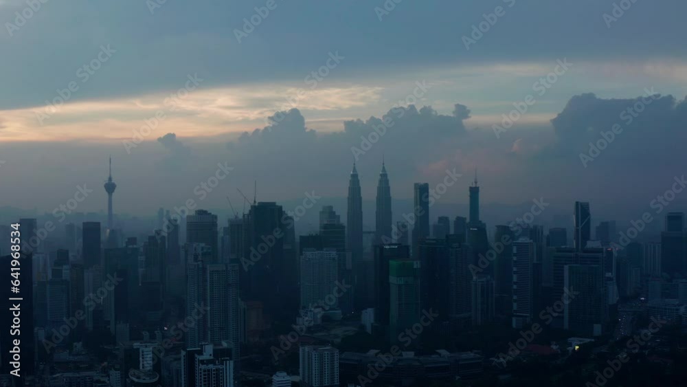 Kuala Lumpur city skyline sunset aerial view, Malaysia Kuala Lumpur city skyline sunset aerial view, Malaysia