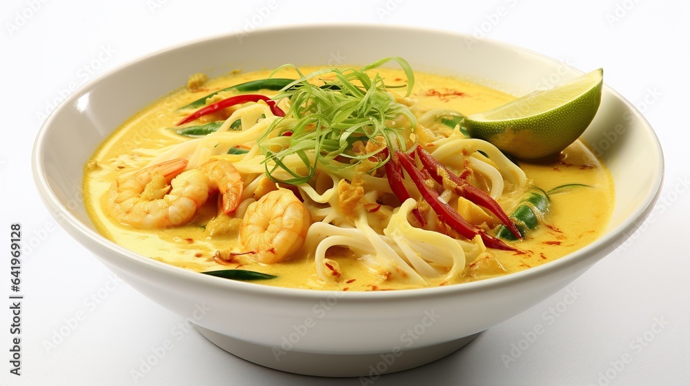 Curry laksa in white background