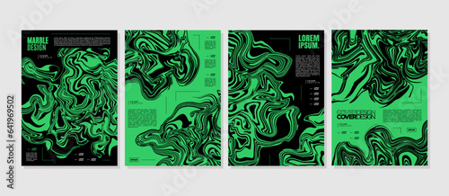 Neon green fluid marble stain abstract poster cover design
