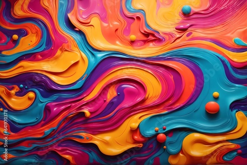 Abstract Fluid Paint Wallpaper, Colorful Liquid Paint Background, Rainbow Colorful Paint Swirls Background, AI Generative
