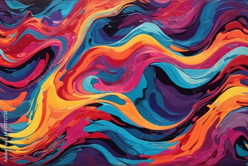 Vibrant Abstract Wave Background, Colorful Paint Wave Background, Abstract Colorful Paint Wave Background, AI Generative