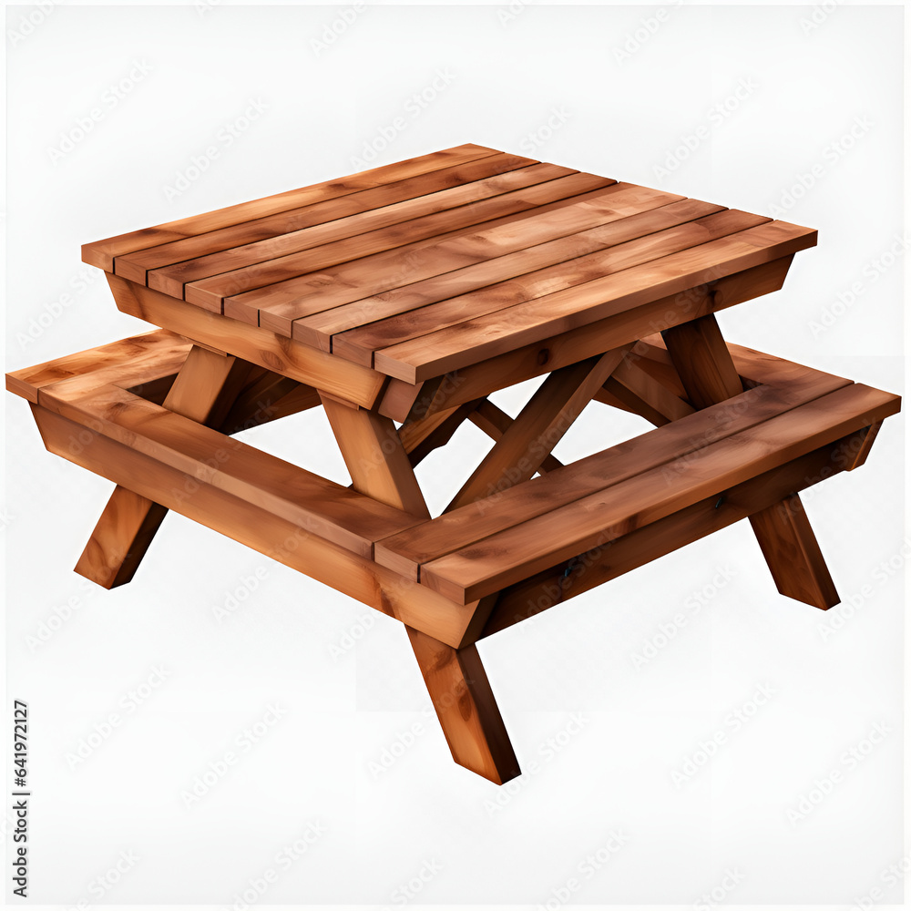 wooden chair and table isolated on white