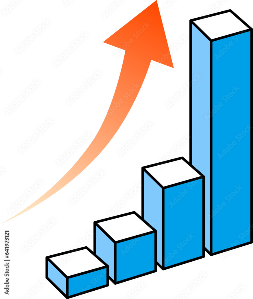 急上昇する立体の棒グラフのイメージと矢印 Stock Vector | Adobe Stock