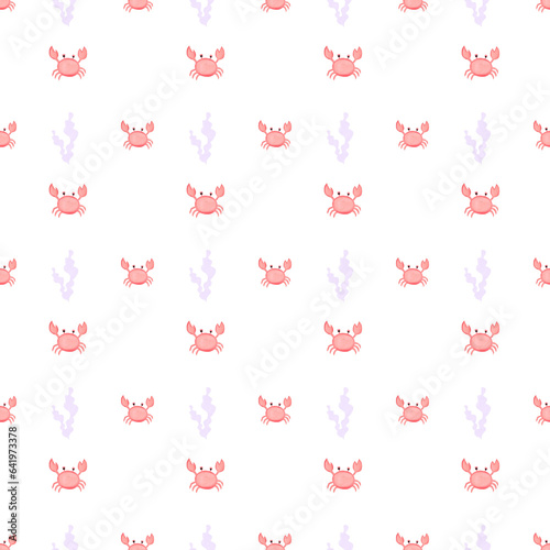 childish seamless pattern with crab. gentle pattern for girls, textile, scrapbooking, wrapping paper.