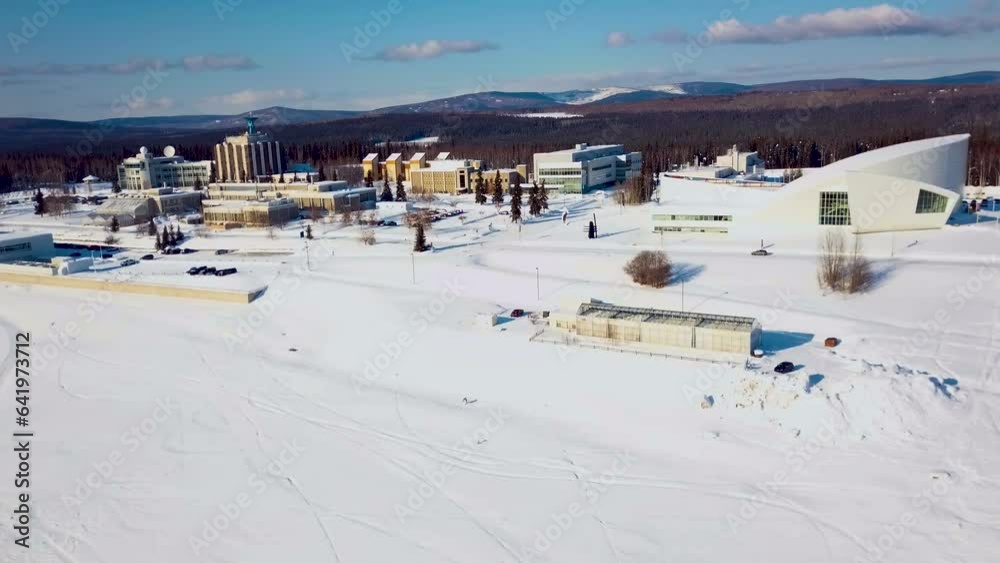 4K Drone Video of Museum at University of Alaska Fairbanks on Snowy Winter Day 4K Drone Video of Museum at University of Alaska Fairbanks on Snowy Winter Day